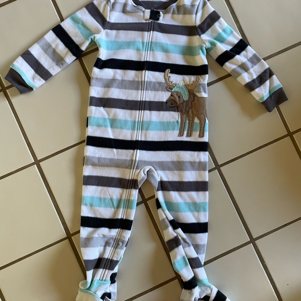 Carters One Piece with Moose and Stripes Footie